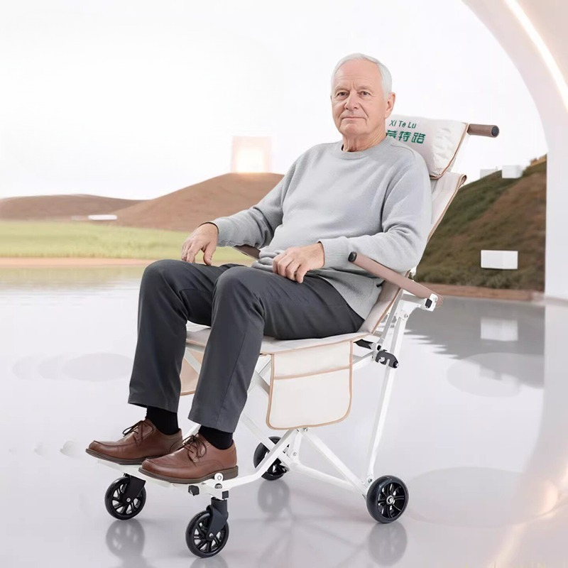 Outdoor Camping Trolley - เก้าอี้พับอเนกประสงค์สำหรับการเดินทาง รถเข็นกลางแจ้งน้ำหนักเบา รถช่วยเดินแบบพกพาสำหรับผู้สูงอายุ