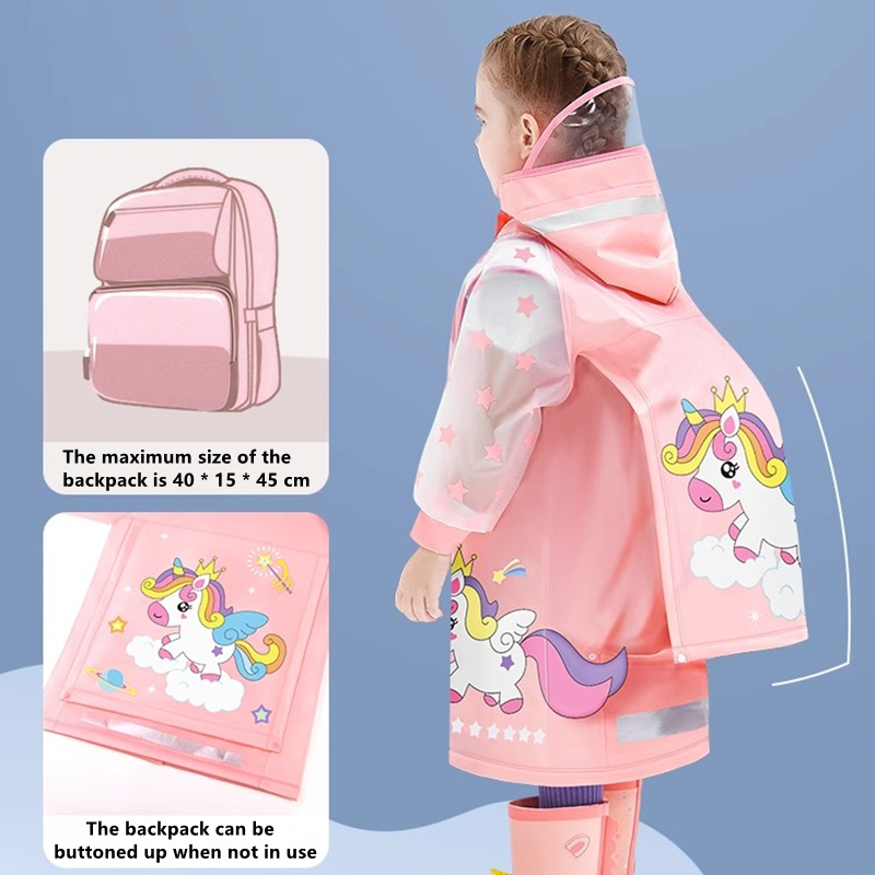 Camping Rain Poncho - เด็กเสื้อกันฝนกันน้ํา Rain Poncho การ์ตูนยูนิคอร์นไดโนเสาร์เด็กนักเรียน Rainsuit เด็กชายและเด็กหญิงเดินทาง