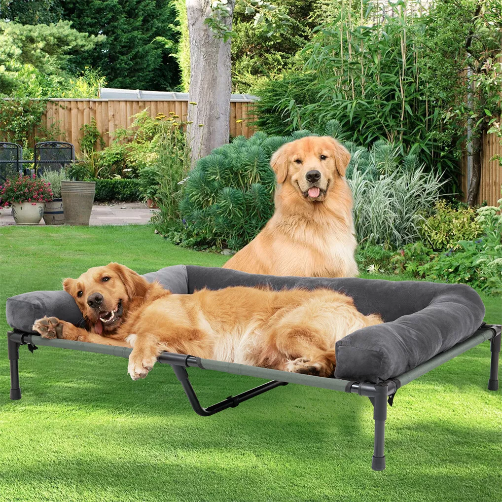 Outdoor Camping Dog Bed - เตียงนอนสุนัขกลางแจ้ง BINGOPAW แบบยกสูง ระบายความร้อน พร้อมเบาะรองนุ่มถอดได้ ตาข่ายสำหรับนอนพักผ่อน