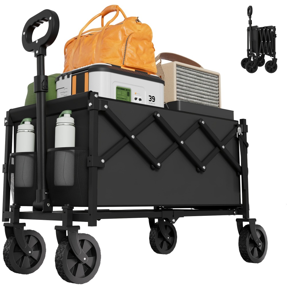 Outdoor Camping Trolley - รถเข็นพับได้สำหรับสวน รับน้ำหนักได้ 360 ปอนด์ รถเข็นล้อเลื่อนแบบพกพา รถเข็นอเนกประสงค์พับได้สำหรับช้อปปิ้ง
