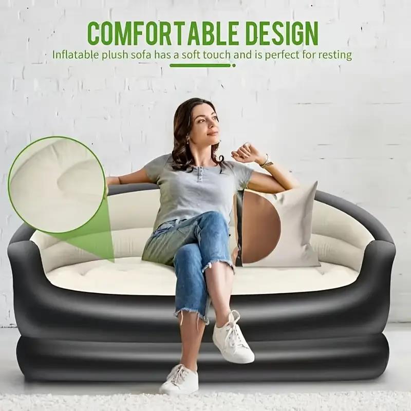 Bed Outdoor Camping - เตียงลมพกพาสำหรับใช้งานกลางแจ้ง, โซฟาคู่แบบพับได้, เก้าอี้พักผ่อนแบบพับได้สำหรับตั้งแคมป์, โซฟาลมสำหรับใช้งานกลางแจ้งแบบมีผ้ากำมะหยี่
