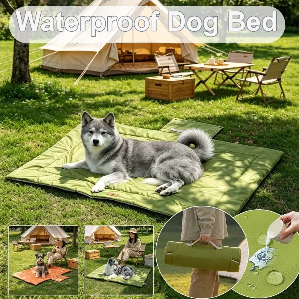 Outdoor Camping Dog Bed - 2026 แผ่นรองนอนสัตว์เลี้ยงสำหรับแคมป์ปิ้งกลางแจ้ง ทนทาน กันลื่น กันน้ำ พับเก็บได้