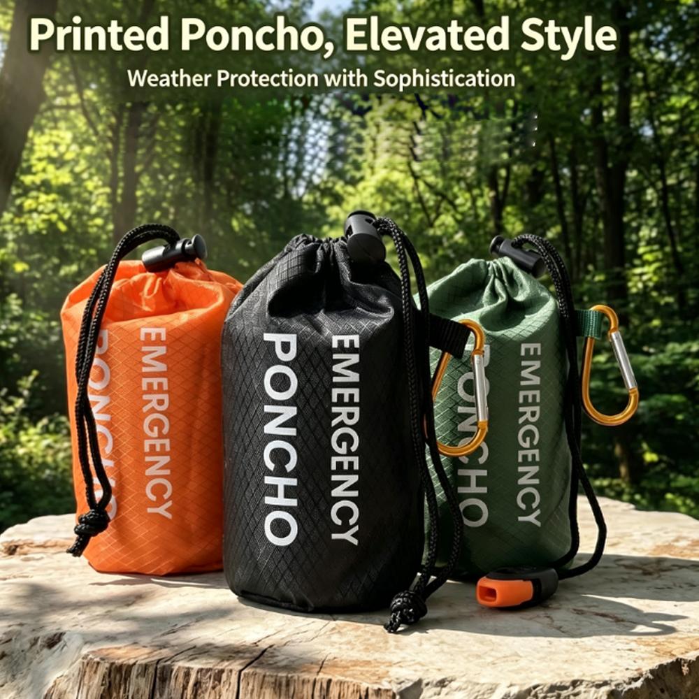 ชุดเสื้อกันฝนฉุกเฉินแบบพกพา เส - Camping Rain Poncho บทวิจารณ์และราคา