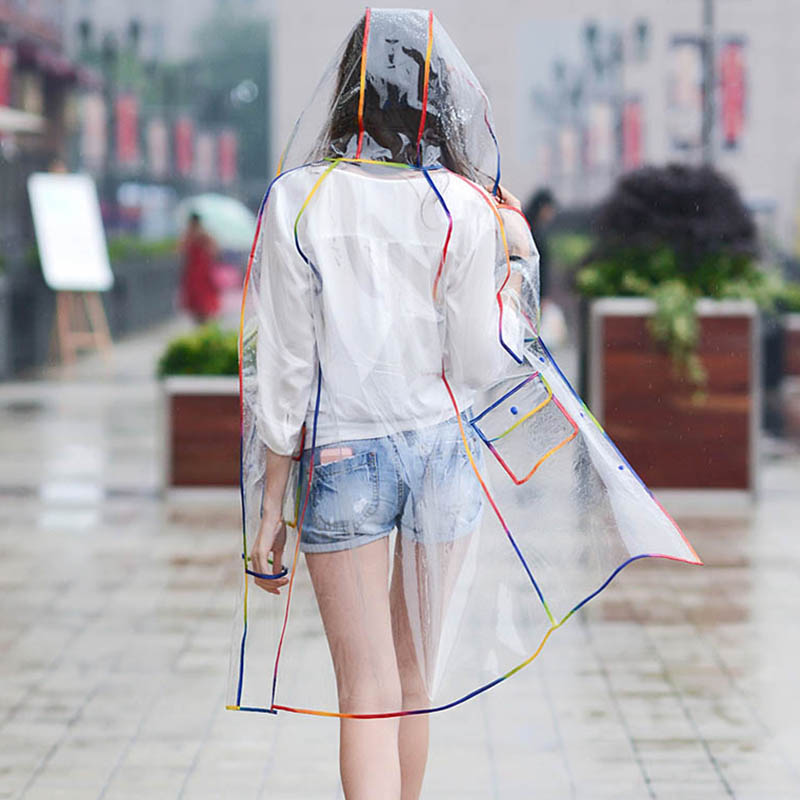 เสื้อกันฝนโปร่งใสมีขอบสีรุ้งหล - Camping Rain Poncho บทวิจารณ์และราคา