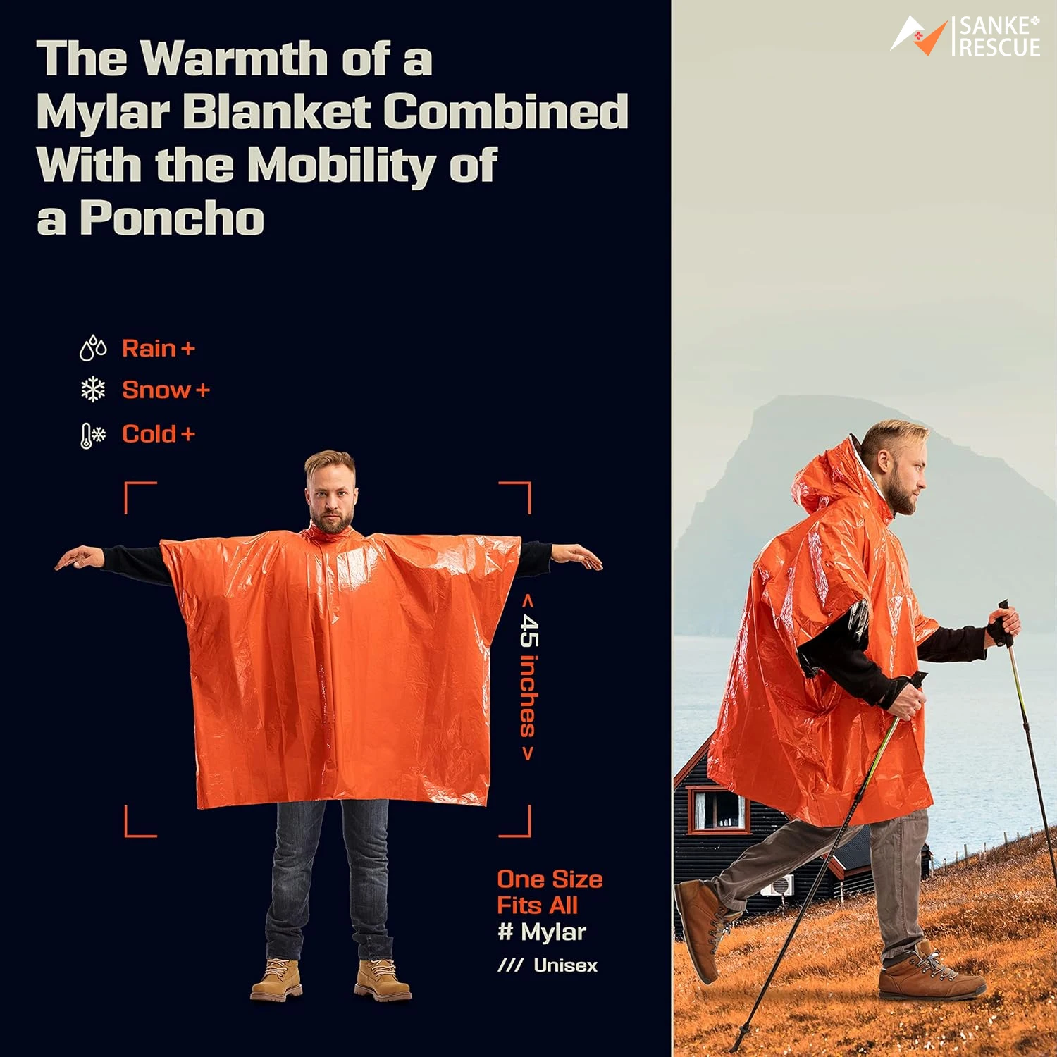 เสื้อกันฝนฉุกเฉิน ผ้าห่มกันหนา - Camping Rain Poncho บทวิจารณ์และราคา