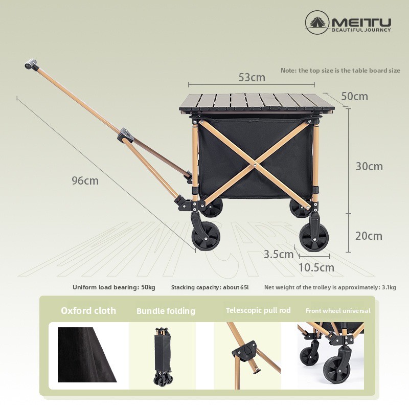 รถเข็นพับได้สำหรับใช้งานกลางแจ - Outdoor Camping Trolley บทวิจารณ์และราคา