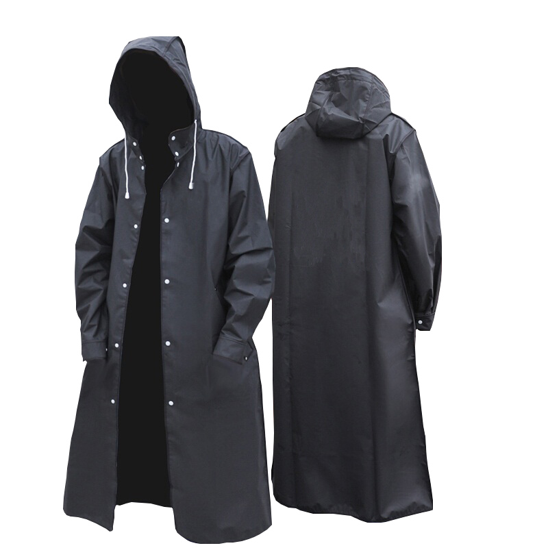 สีดําแฟชั่นผู้ใหญ่กันน้ํายาวเส - Camping Rain Poncho บทวิจารณ์และราคา